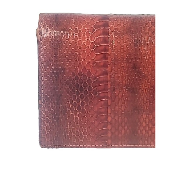 Snakeskin Clutch with Gold Chain Brown Snake Shoulder Bag Purse 70's Very Nice - Picture 13 of 16